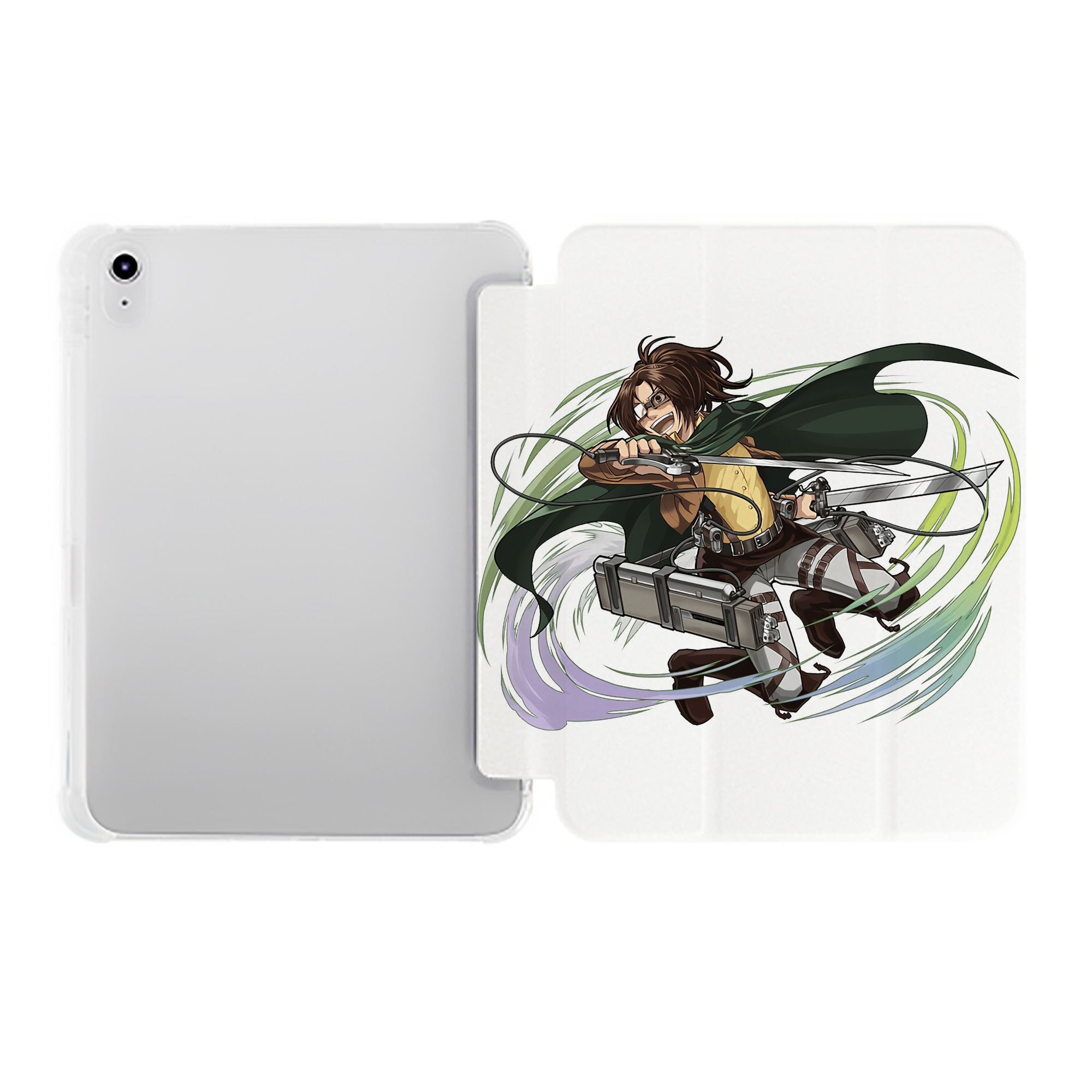 （画像用） 進撃の巨人 ハンジ·ゾエ Attack on Titan Hanji Zoe IPad ケース ペン収納付き 三つ折りスタンド PUレザー×シリコン 対応機種9.5/10.5/10.9インチ